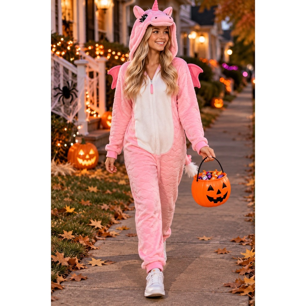 Secret Treasures Pink Unicorn Hooded Union Suit Heart Embossed Costume Small